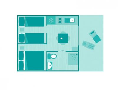 Plan of the Lodge tent 4 people 2 bedrooms