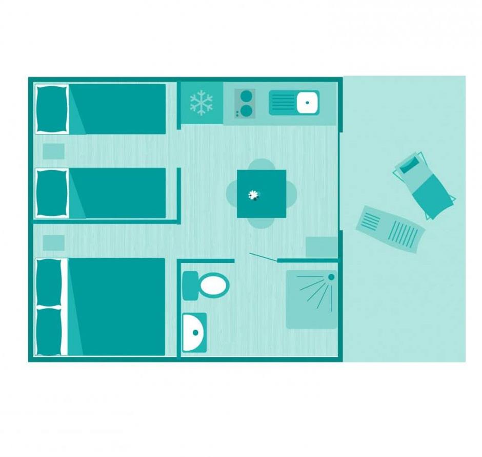 Plan of the Lodge tent 4 people 2 bedrooms 