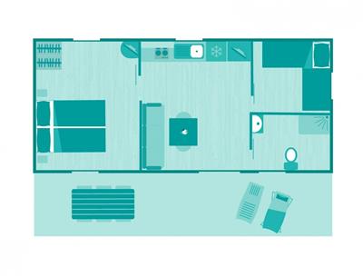 Plan of the Cottage 4 people 2 bedrooms PMR
