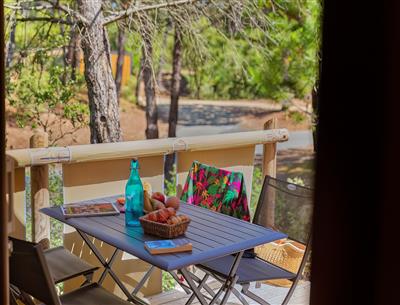 View from the terrace of the lodge tent 4 pers 2 flowers