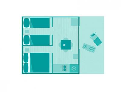 Plan of the Lodge tent 4 people 2 flowers