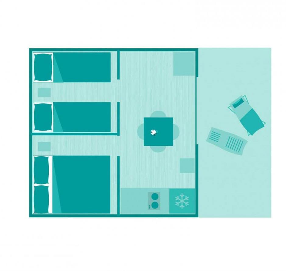 Plan of the Lodge tent 4 people 2 flowers 