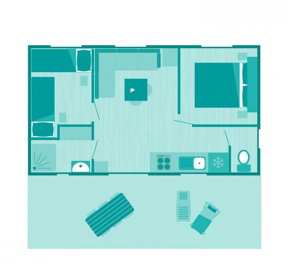 Plan of the Cottage 4 pers 2 flowers 
