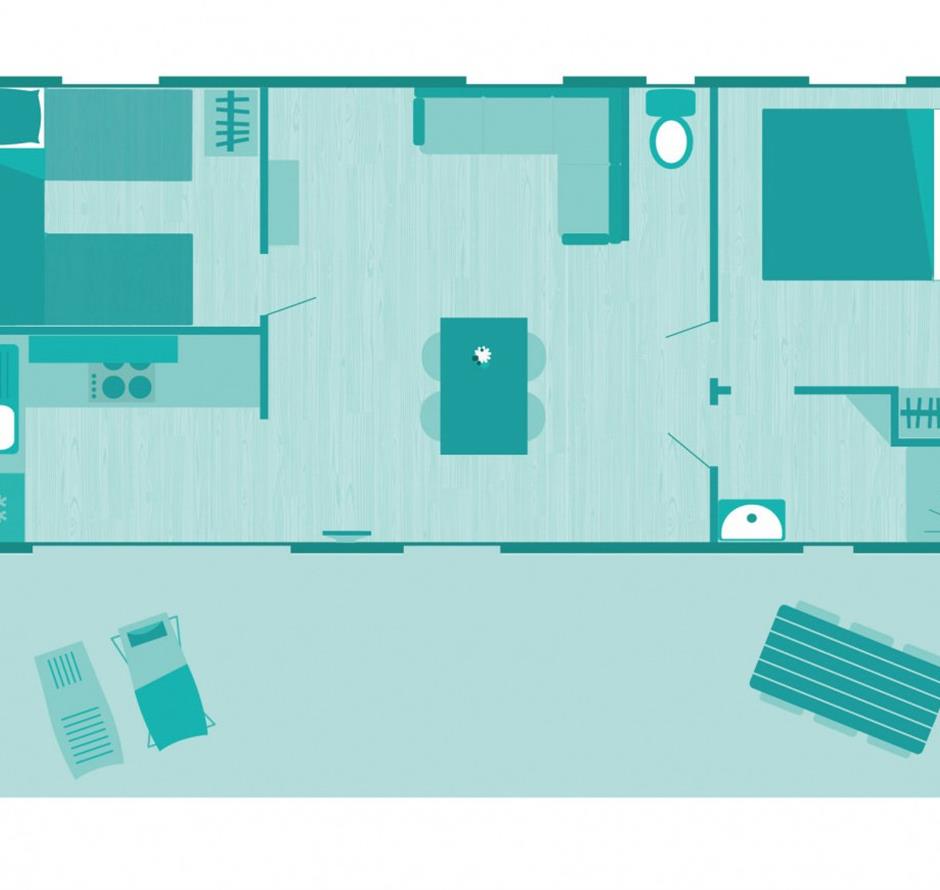 Plan of the Cottage 5 pers 3 flowers 
