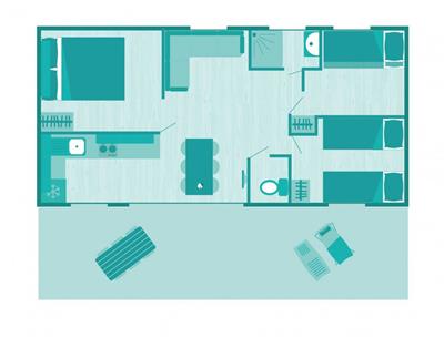 Plan of the Cottage 6 people 3 flowers