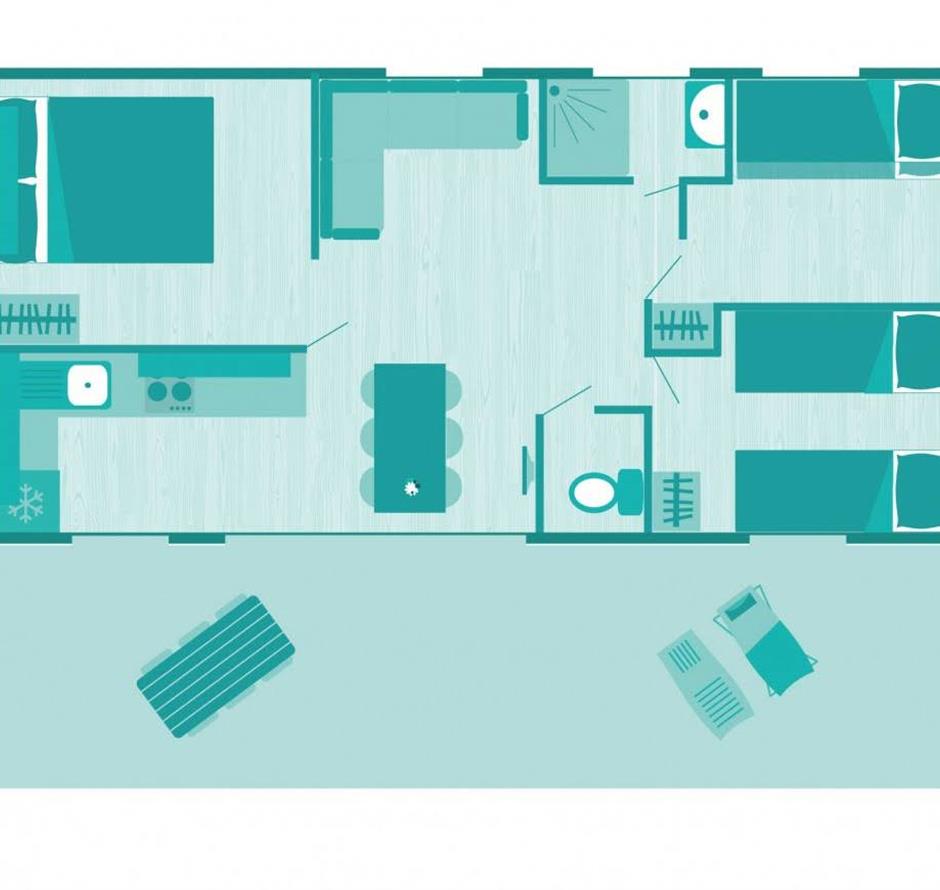 Plan of the Cottage 6 people 3 flowers 