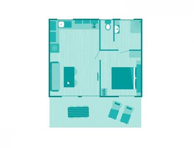 Plan of the Cottage 2-3 pers 4 flowers