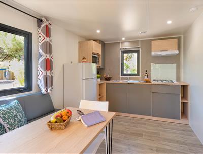 Kitchen and living room of the Cottage 2 pers 4 flowers